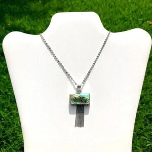 Gorgeous Abalone 925 Silver Tassel Necklace NWT